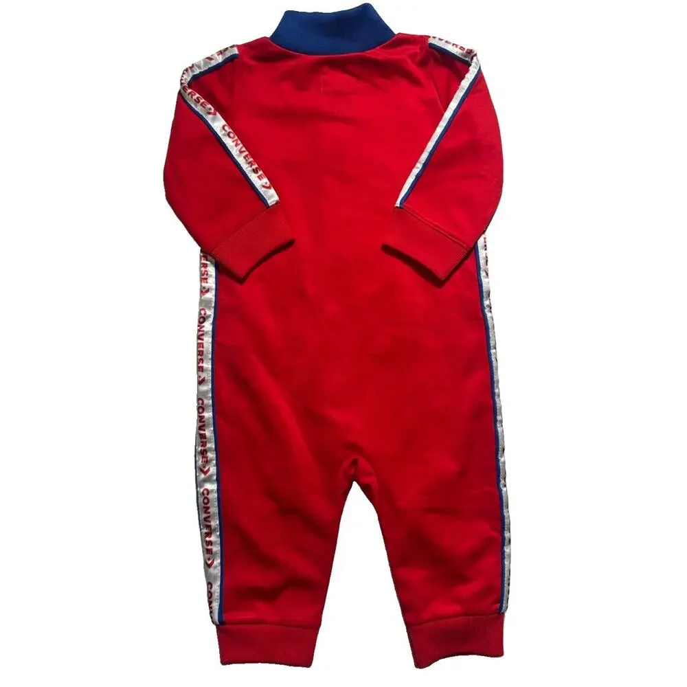 Converse Chuck Taylor Infant 9M Red Blue Track Suit One Piece Zip Romper Logo